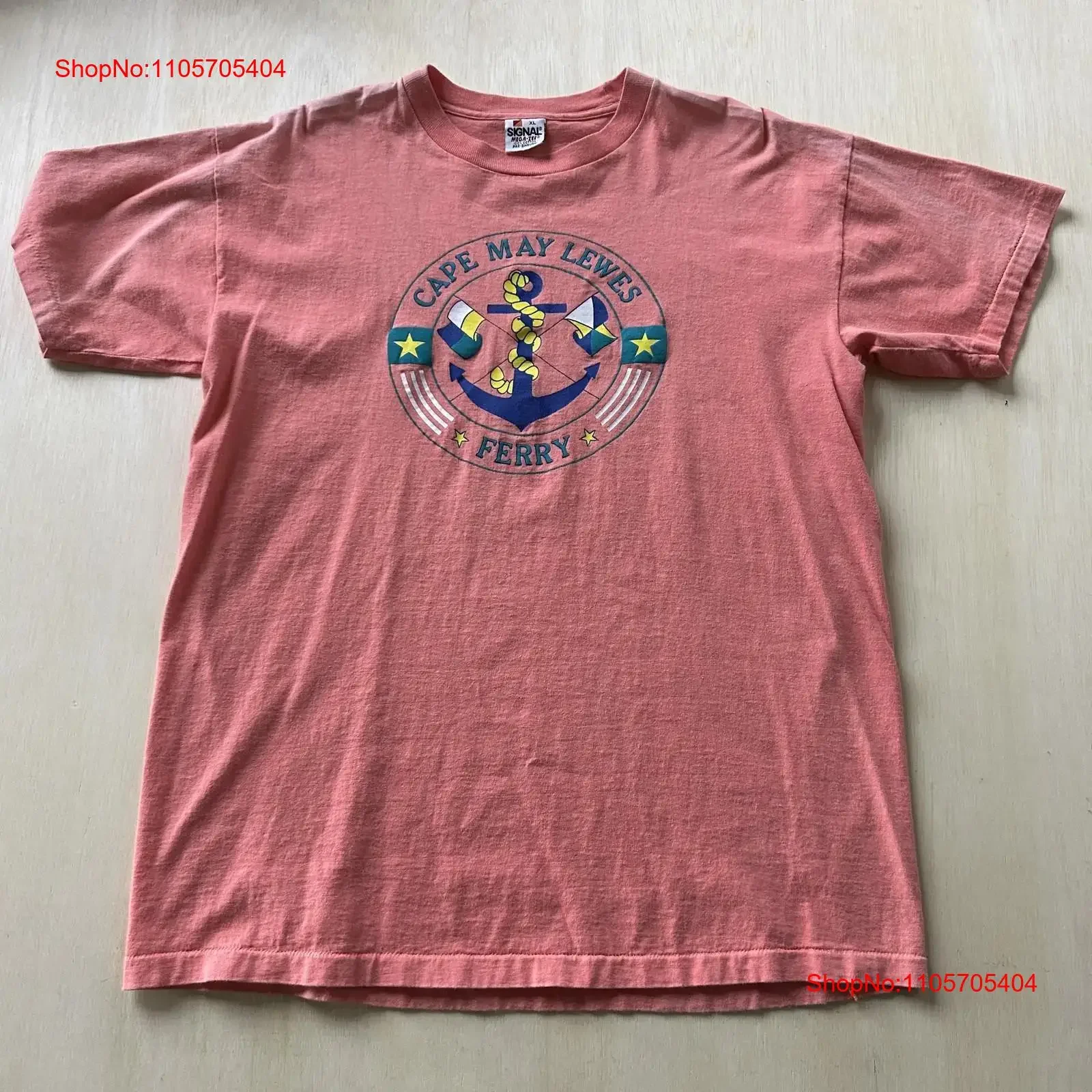 Vintage Signal Cape May Lewes Ferry T Shirt Mens XL Pink Nautical long or short sleeves vintage Washed homme Casual graphic