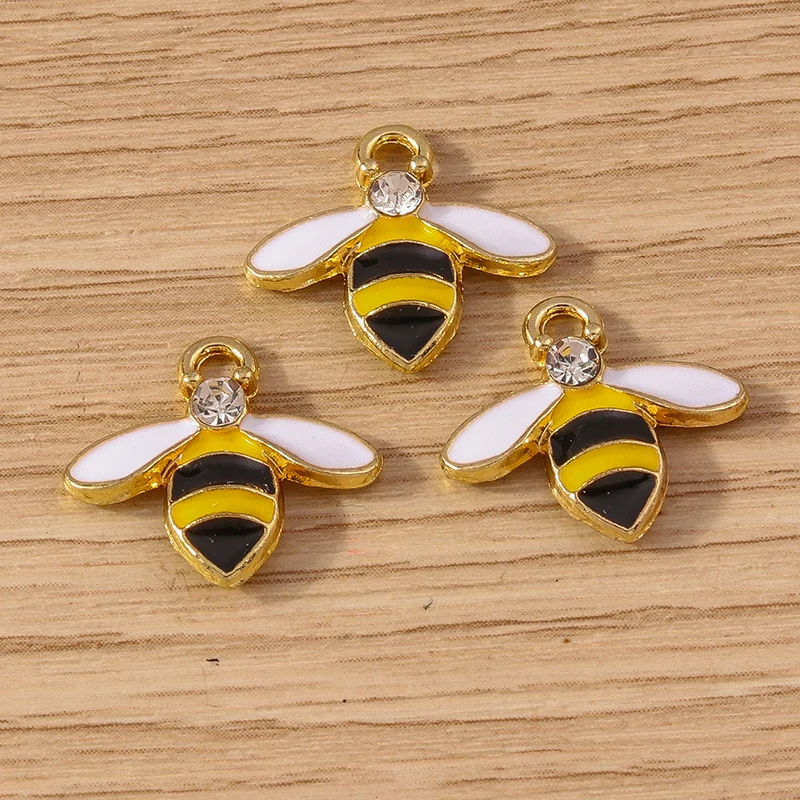 10 stücke Cartoon Tier Charms Emaille Honigbiene Charms Anhänger für Schmuck Herstellung Ohrringe Halskette Armbänder DIY Handwerk liefert – Detail 24