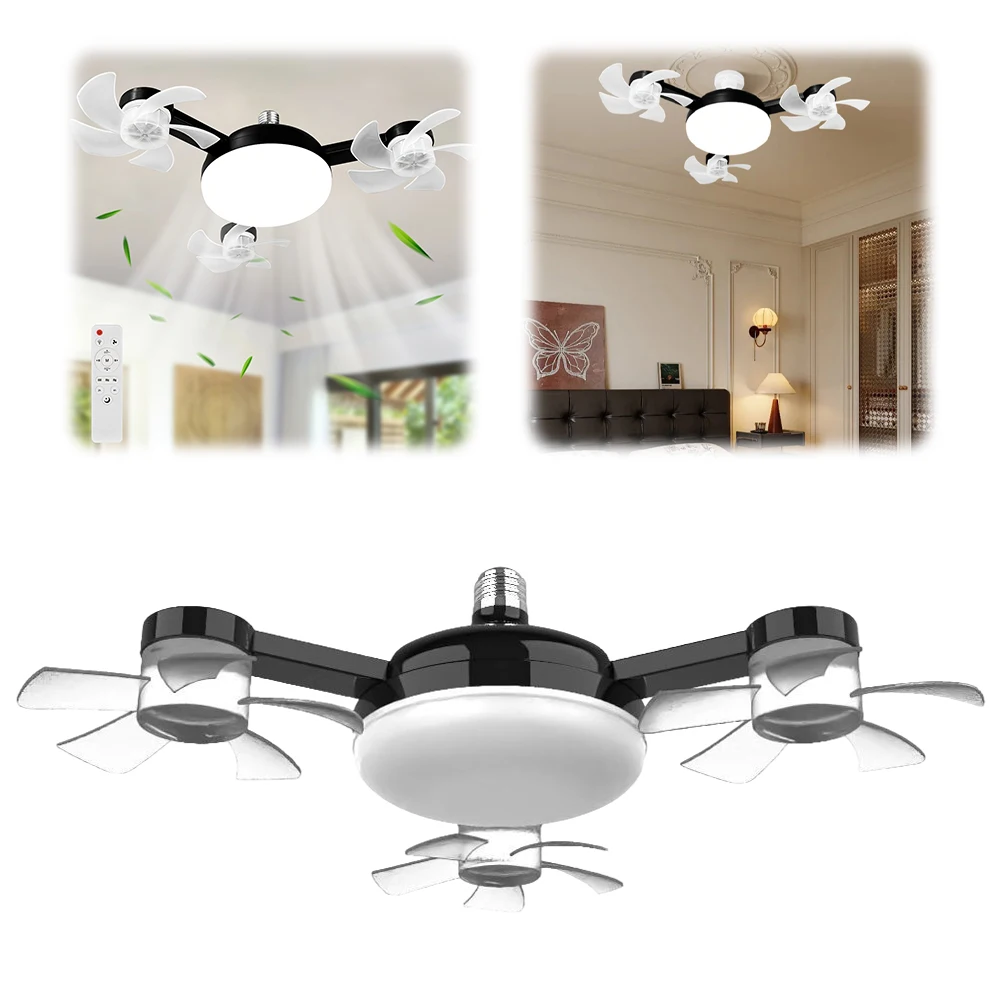 

Modern Ceiling Fans Light 50/60W LED Dimming Fan Lamp with Remote Control E26/E27 Hanging Drone Shaped Fan Indoor Fan Lighting