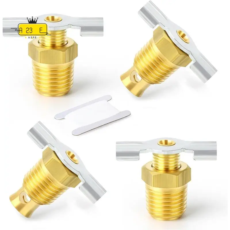 A23E-4Pcs Wing Style Drain Valve With Handle, 1/4