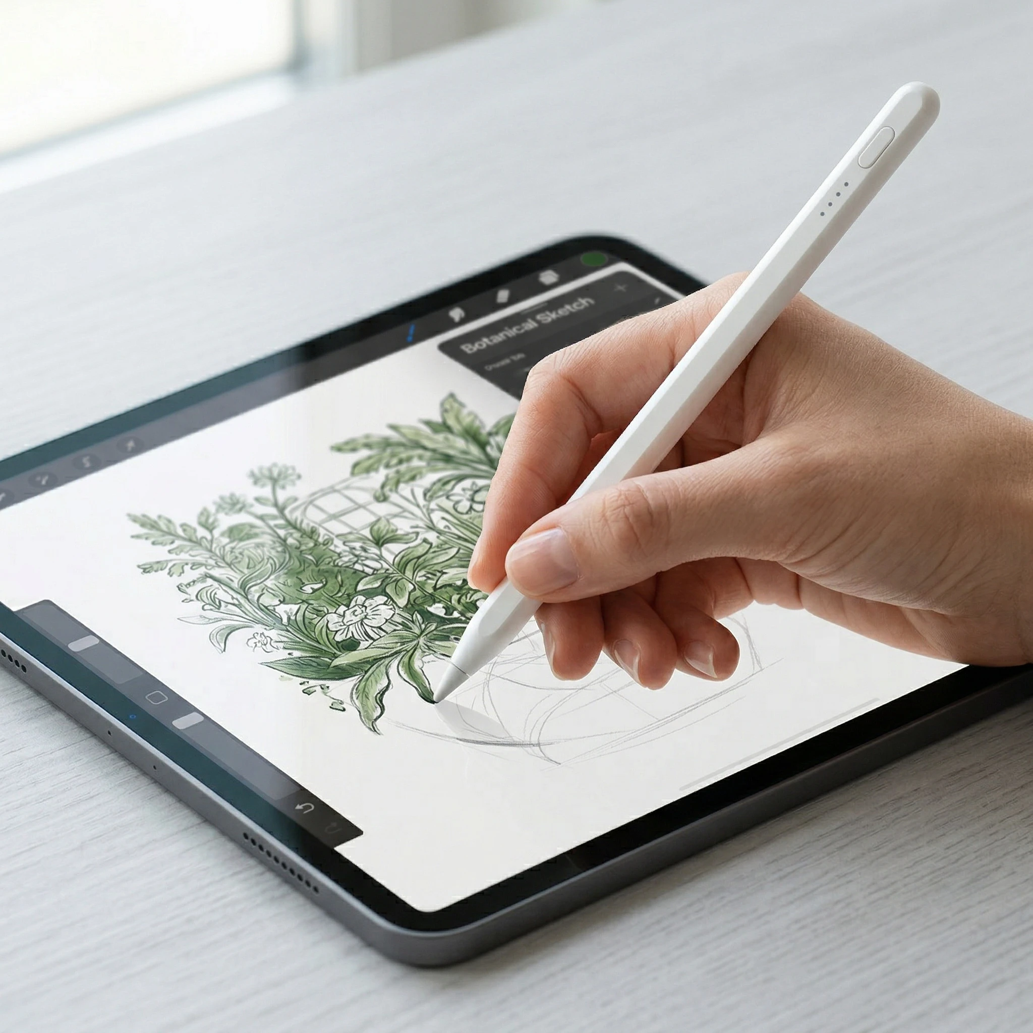 Stylus Pen for IPad Rechargeable Fine Tip Touch Pen with Palm Rejection & No Lag Wireless Charging Compatible with IPad