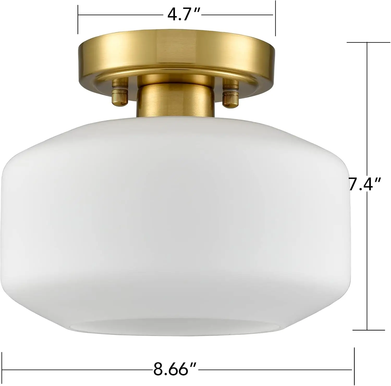 Semi Flush Mount Gold Hallway Light, Modern Farmhouse Luz, Hung Fixture, Opala Leite Vidro Sombra