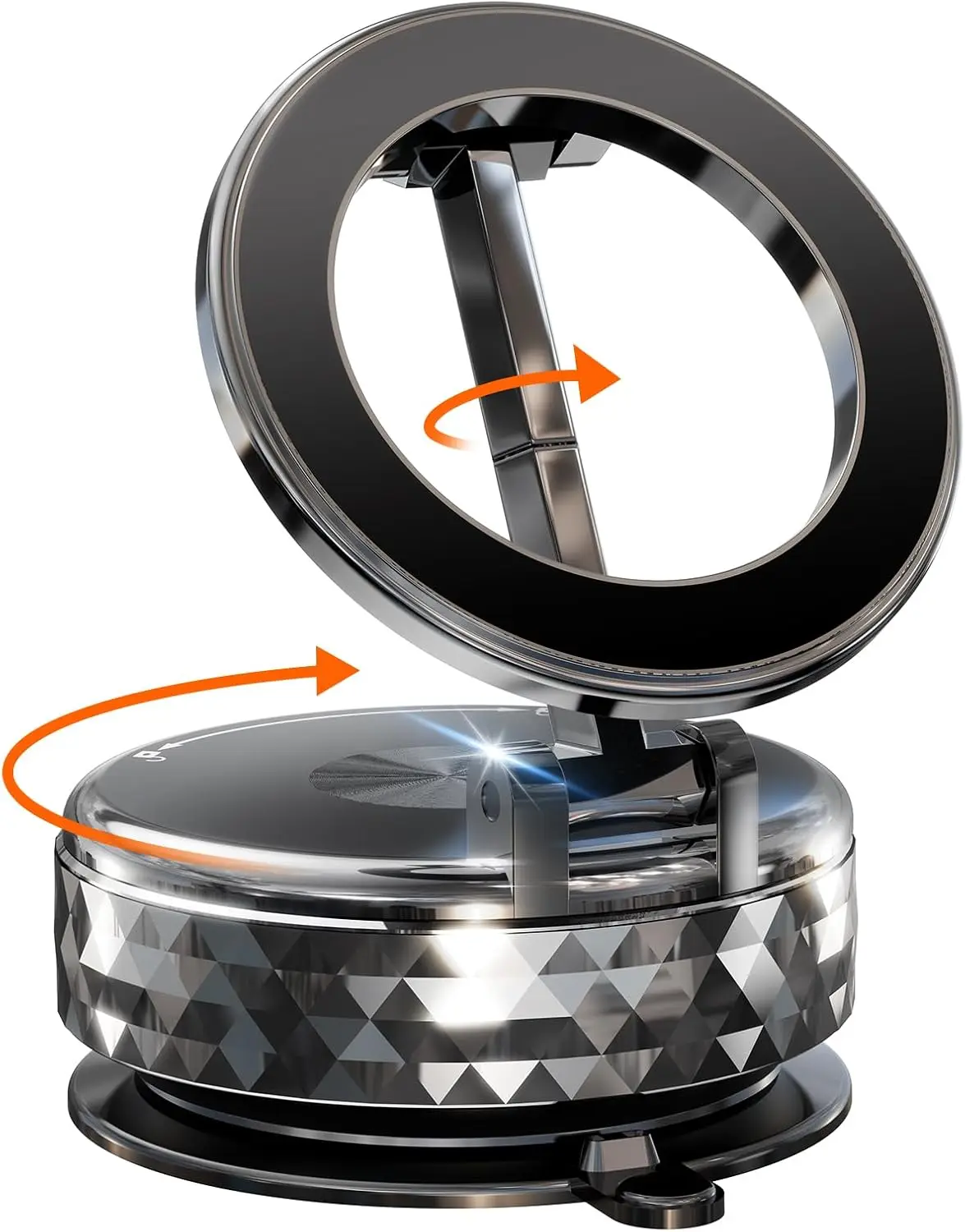 Soporte magnético para teléfono de coche totalmente metálico con 360 °   Soporte de rotación y ventosa al vacío para iPhone y Android