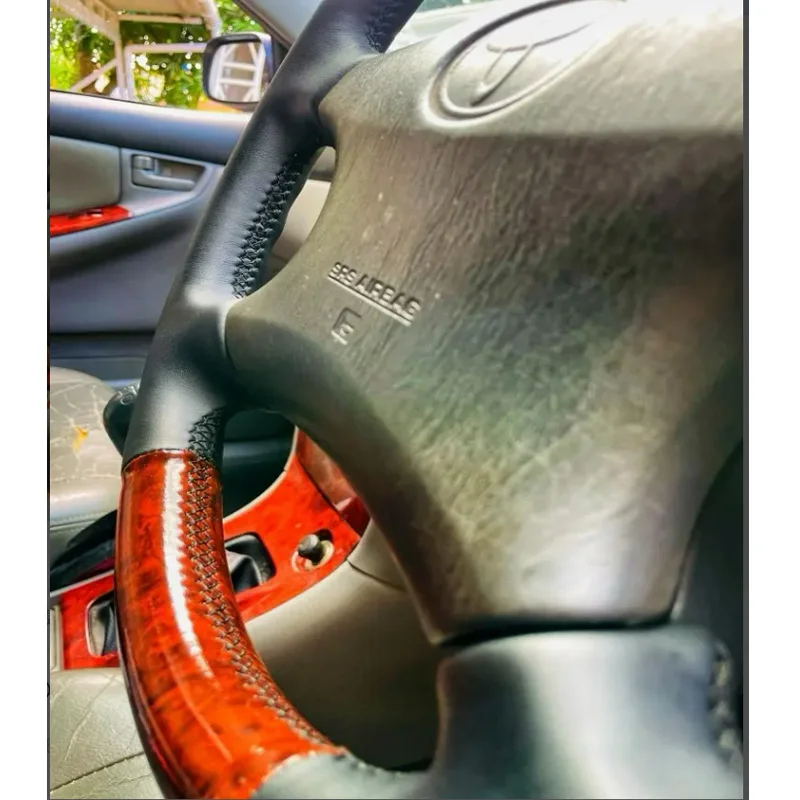 Braid Car Steering Wheel Cover Car Interior for Toyota Corolla 2004 2005 2006 2007 2008 DIY Ultra-thin Peach Wood Grain Leather