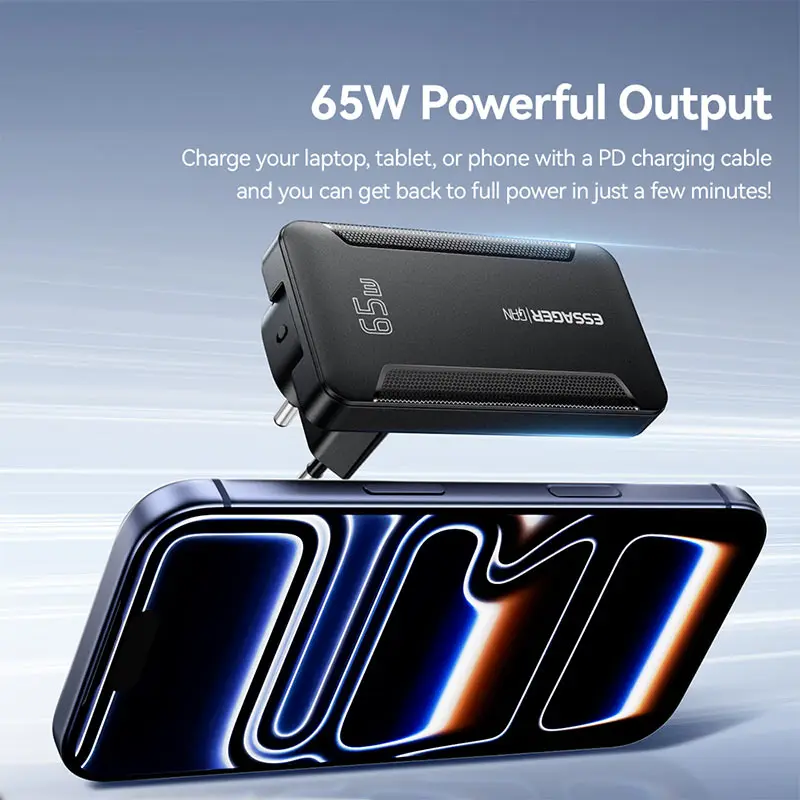 65W USB Type C Ultra Thin GaN Travel Charger Portable 33W USB A+C Fast Charging Hand For iPhone 17 16 iPad Xiaomi Samsung Huawei