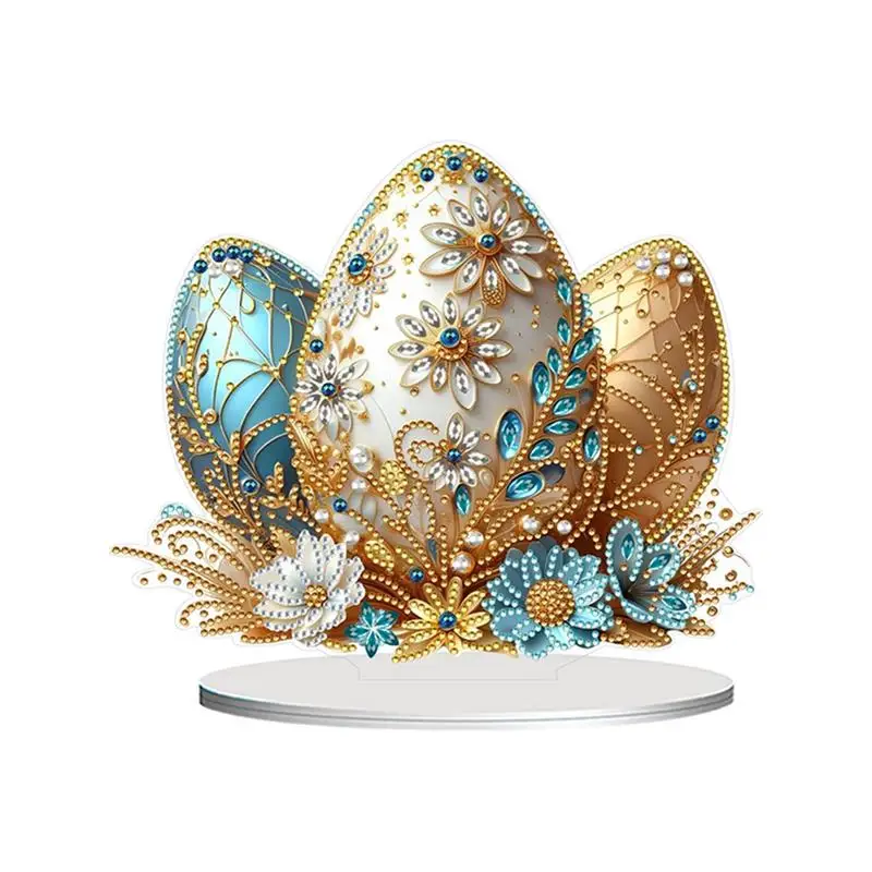 Painting Kits For Adults Tabletop Decor Easter Eggs Rhinestone Desk Placement Ornament Double Sided Stand Up Gem Painting Craft