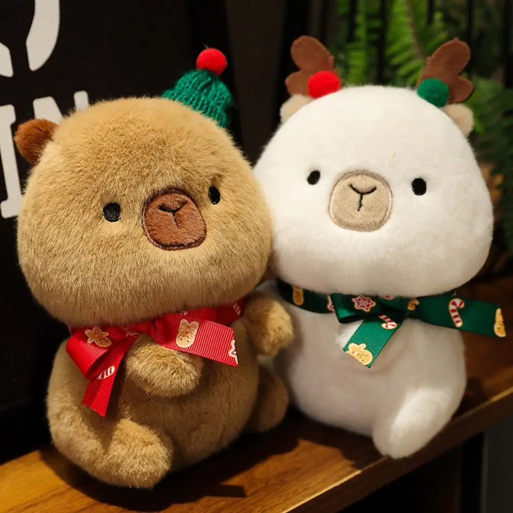 Décoration de noël jouets en peluche de noël en peluche belle poupée Capybara mignonne paix fruits bonhomme de neige animaux en peluche 3D jouet d'élan