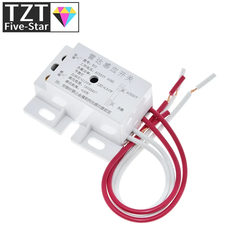 Imagem -02 - Auto Interruptor Sensor Infravermelho Pir Microondas Radar Movimento Corporal Módulo Ajustável Tempo de Distância Novo 220v ac 50hz