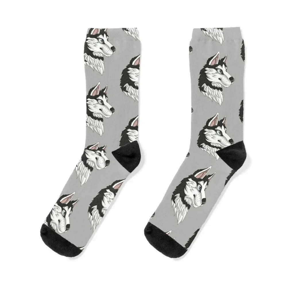 Black Husky Socks Non-slip kids snow warm winter Socks For Man Women's