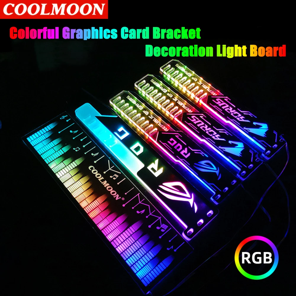 Coolmoon 25cm Graphics Card Bracket Support Frame GPU Holder 5V 4PIN RGB Colorful Decorative Light Board PC Chassis Accessories