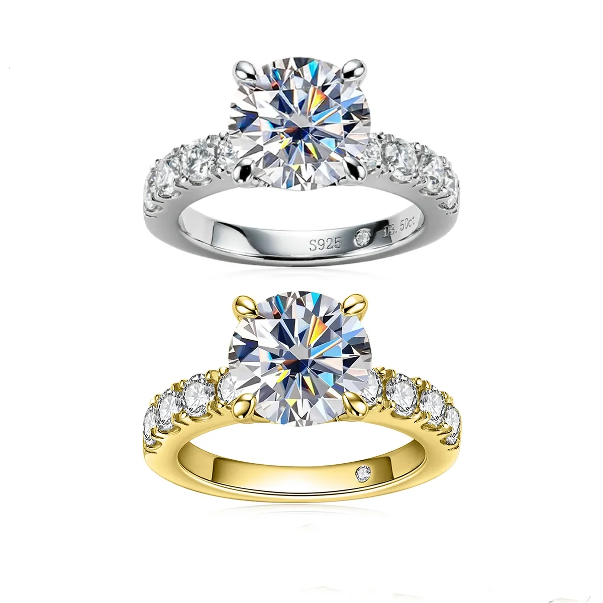 3ct D Color All Moissanite Engagement Rings 925 Sterling Silver Plated Lab Created Diamond Wedding Band Rings