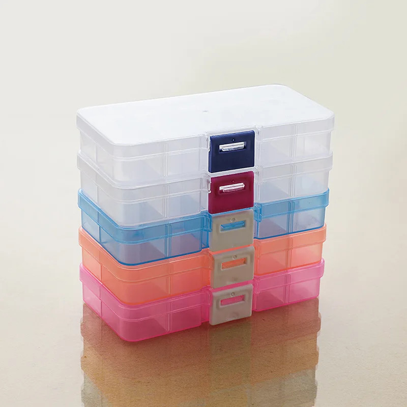 

5Pcs 10 Slots Cell Colorful Portable Jewelry Tool Storage Box Container Ring Electronic Parts Screw Beads Organizer Plastic Case