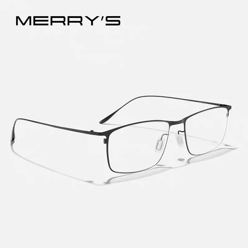 MERRYS DESIGN Pure Titanium Glasses Frame Men Business Style Square Prescription Eyeglasses Ultra Light Optical Eyewear S2195