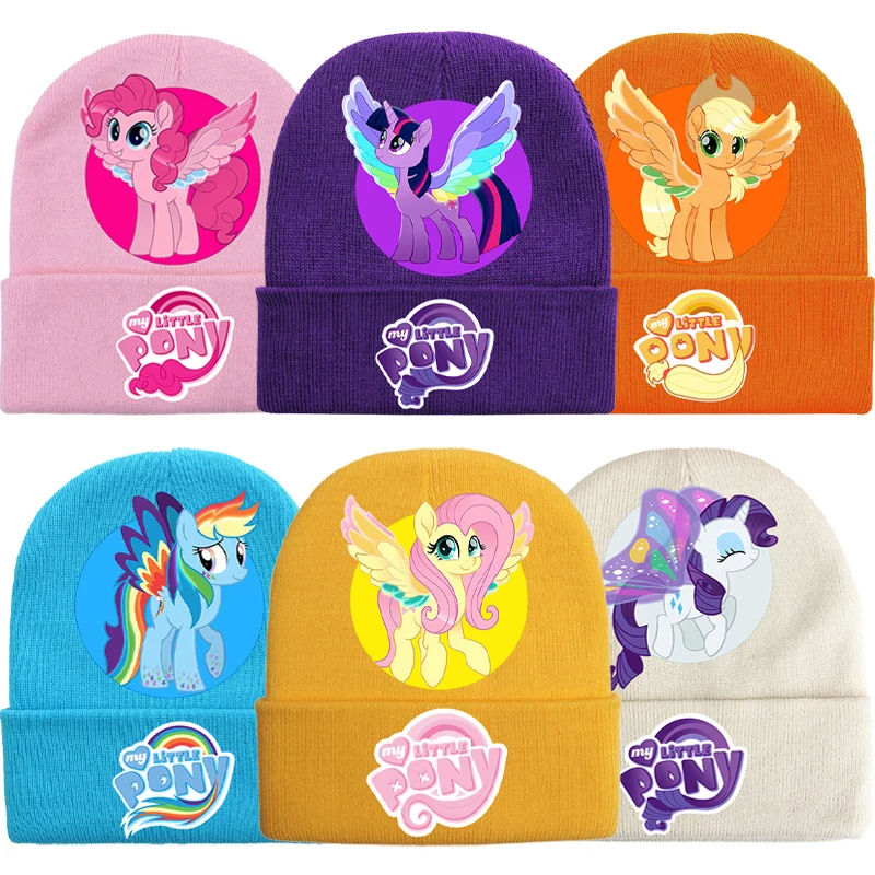 Gorro de punto My Little Ponys para niños, gorro de punto de unicornio Kawaii, gorros cálidos de invierno para niñas y niños, gorro para exteriores, regalo de cumpleaños