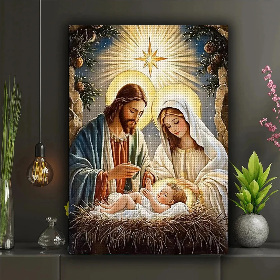 Nascimento de jesus diamante bordado broca completa véspera de natal 5d daimond pintura kits virgem maria e bebê mosaico ícone religioso