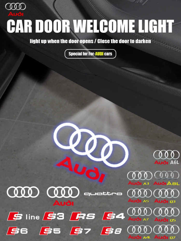 Für Audi A3 8V 8P A5 A6L A7 Q3 Q5 Q7 A4 B5 B6 B7 B8 A1 RS TT S3 S6 Sline Quattro Auto-Tür HD Willkommens-Licht Laser-Projektor-Lampe