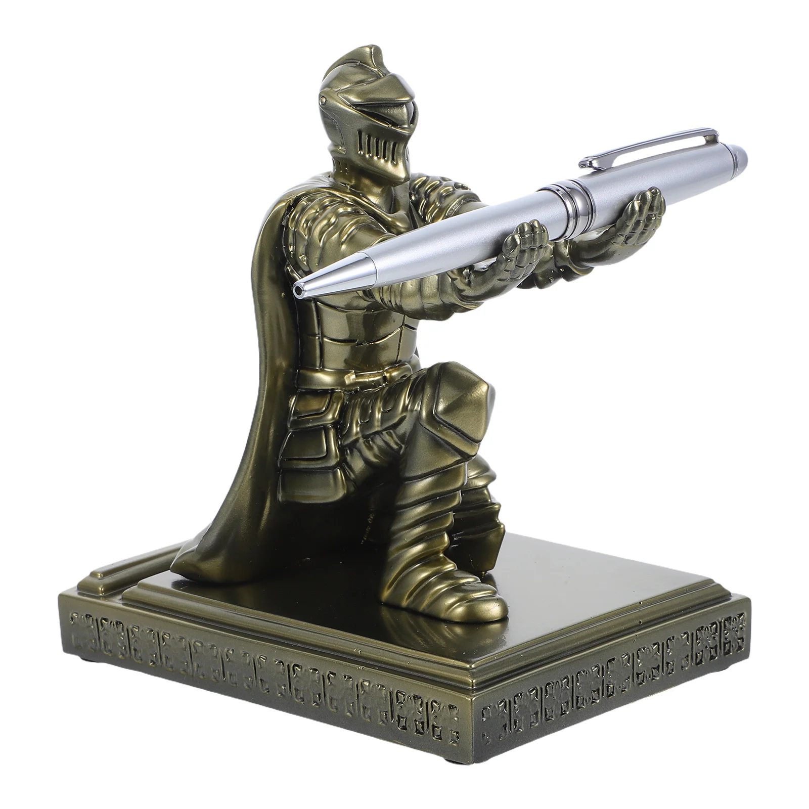 Soldier Pen Holder Unique Desk Accessories for Penholder Stand Statue Holders Resin