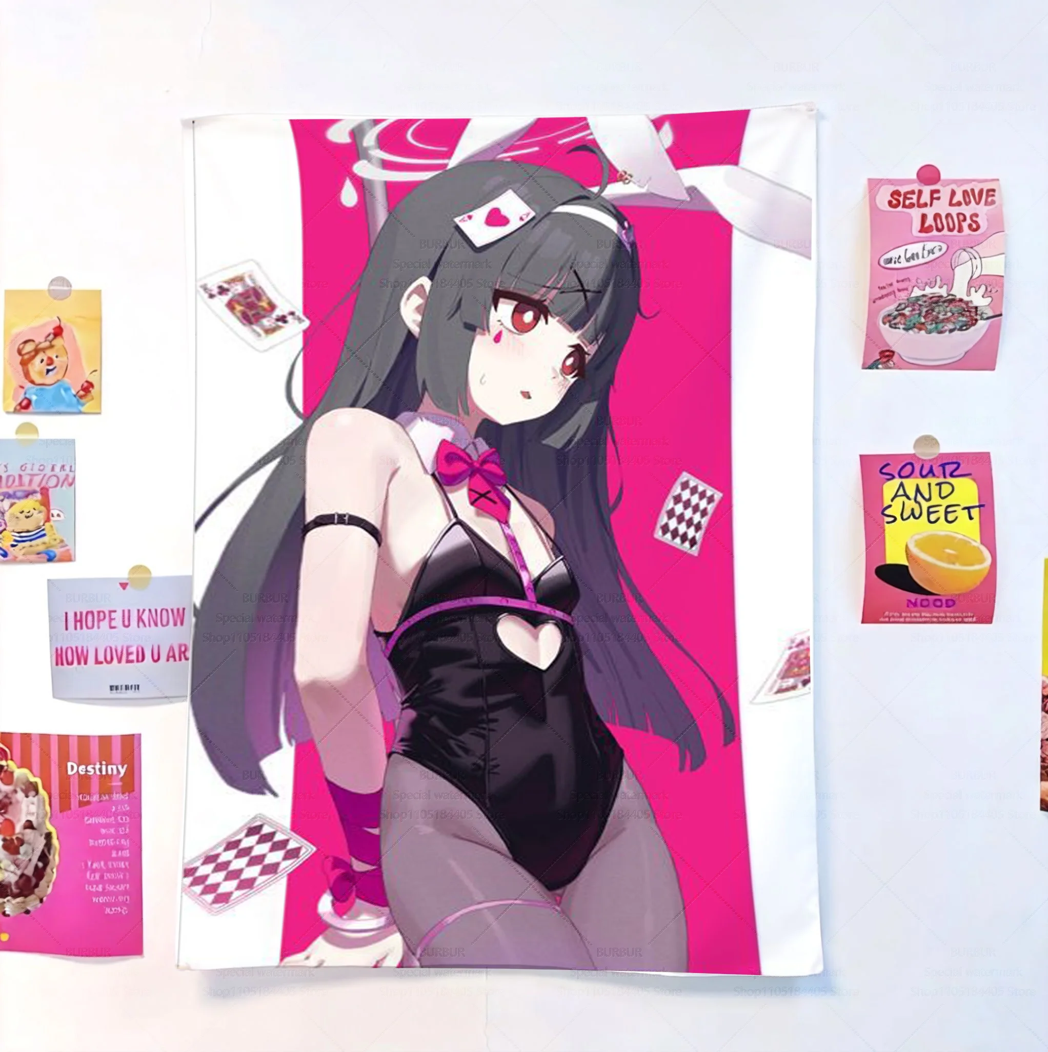 미쿠샤 제브라 블루 루트 침실 태피스트리, 2D 거실 포스터, 일본식 태피스트리 장식 천