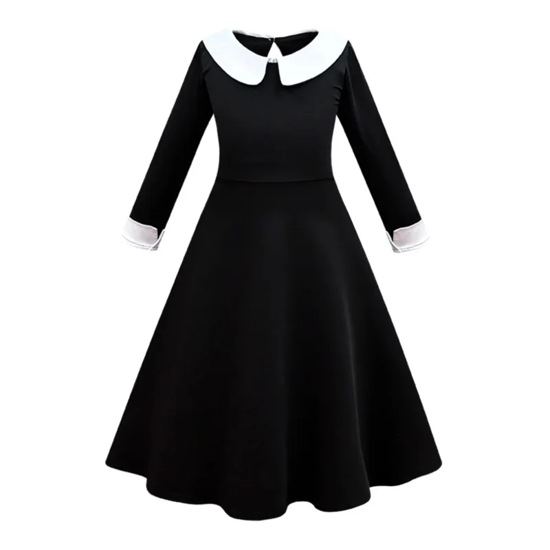 New Gothic clothes dress kids kawaii Morticia lolita dress long sleeve princess Halloween birthday party gift for girls