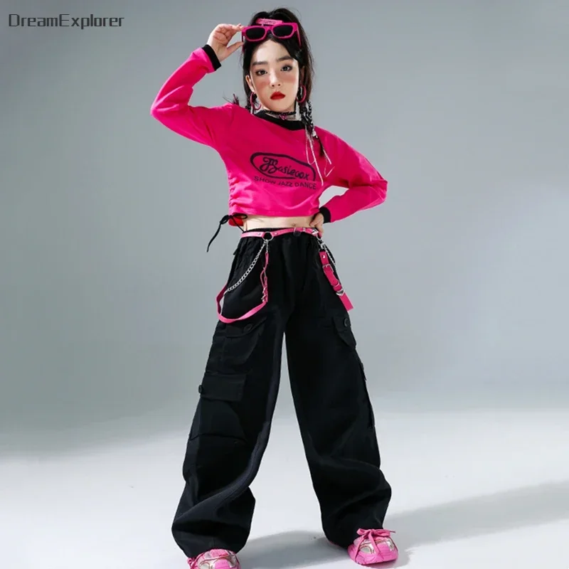 Girls Hip Hop Crop Top Street Dance Skirts Cargo Pants Child Streetwear Sweatshirt Kids Jazz Lovely Costumes Sweet Clothes Sets