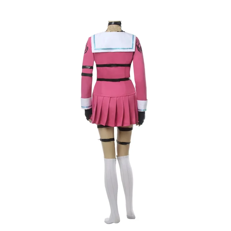 ROLECOS Game Danganronpa Miu Iruma Cosplay Costume Women Pink School Uniform Halloween Top Skirt Bow Full Set