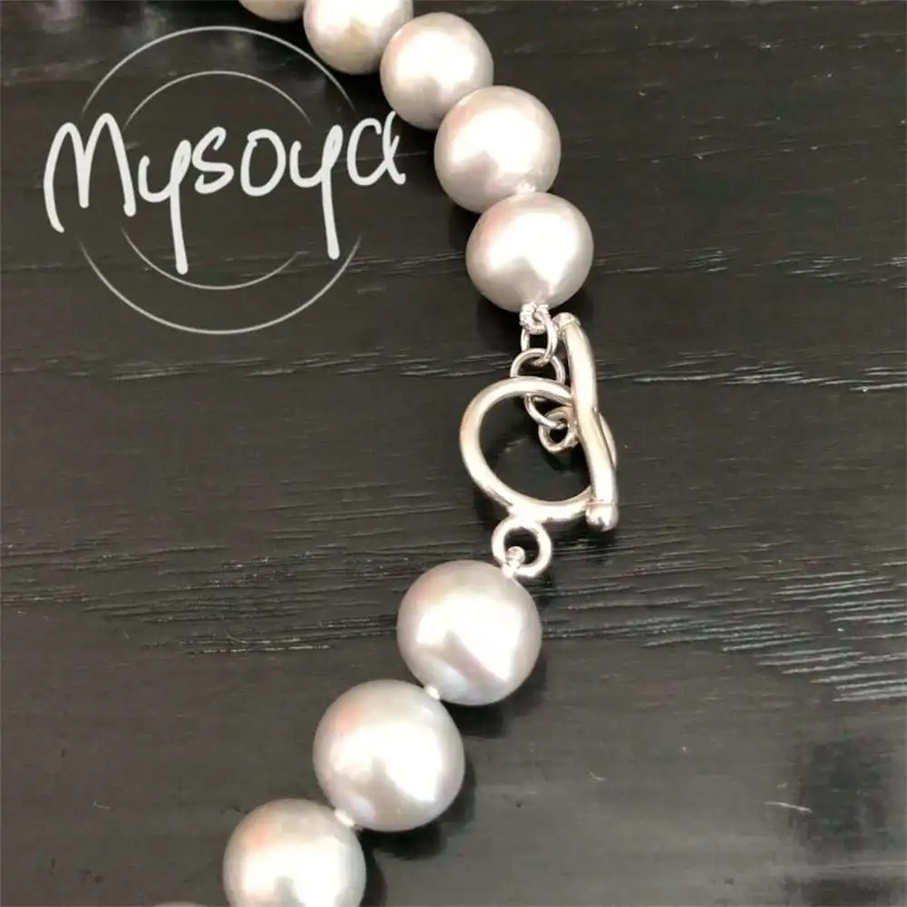MYSOYA グレー淡水パールネックレス 7-8mm パール ギフトボックス 彼女へのギフト 結婚式 ジュエリー クリスマス 記念日 新年ギフト
