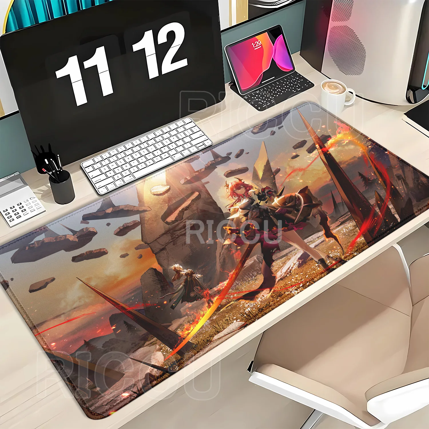 Gaming Arknights Endfield Laevatain Mouse Pad Anime Girl Mousepad Large Pretty Game XXL 900x400mm HD Printing overlock Desk Mat
