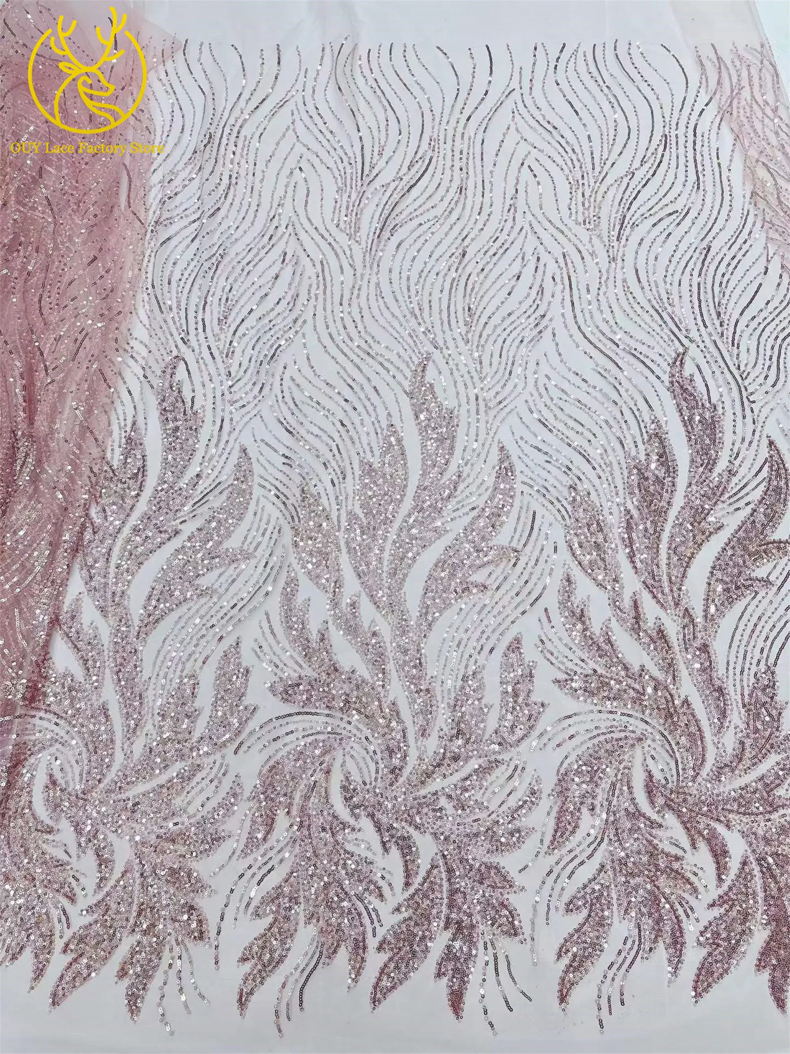 Luxuriöser Afrikanischer Bräutigam Perlenverzierter Tüll-Spitzenstoff Goldene Französische Pailletten-Spitze 5 Meter Nigerianischer Stoff für Brautkleider – Detail 17