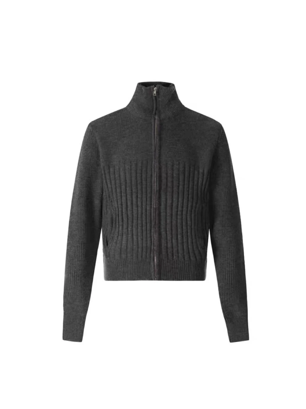 

American Retro Zipper High Collar Open Cardigan Sweater ex Loose Slimming Casual Couple Knitted Outerwear