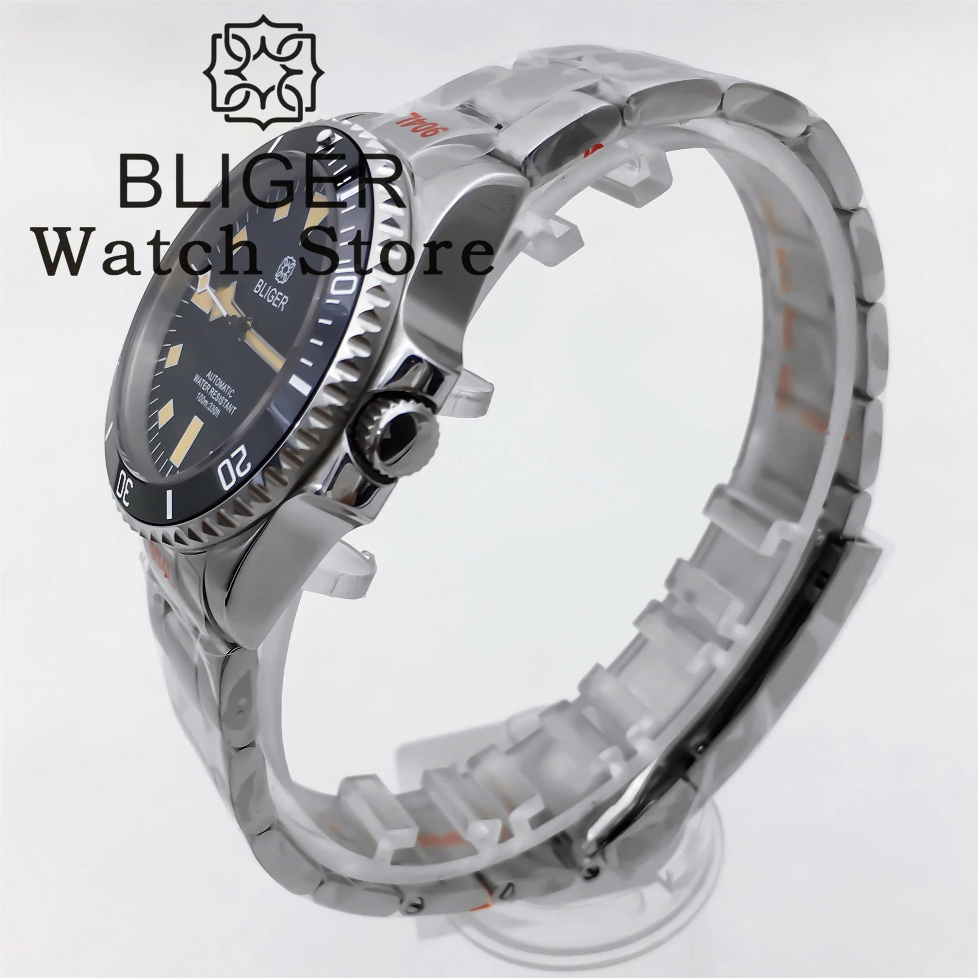 Bliger-男性用機械式自動ダイビングウォッチ,ヴィンテージダイヤル,発光サファイアガラス,防水,nh35a,pt5000,36mm, 38mm