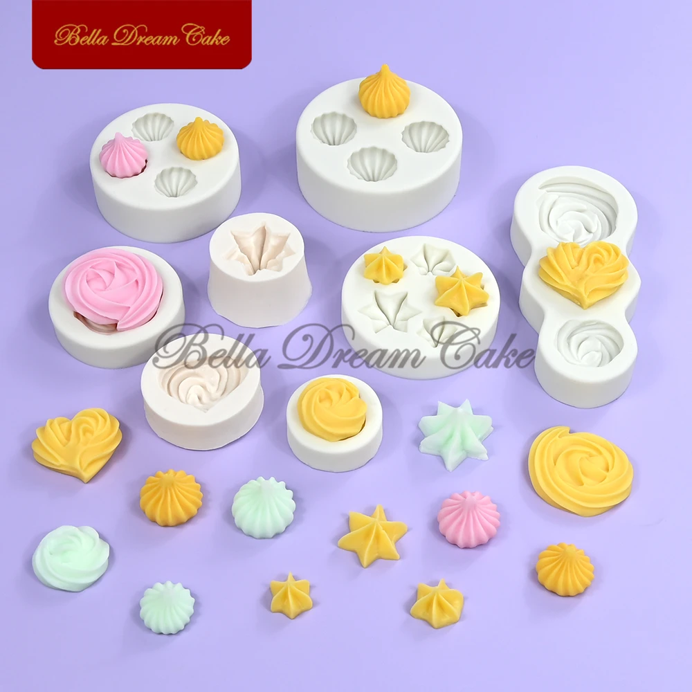 Round/Heart Meringue Design Silicone Mold 3D Fondant Chocolate Mould DIY Butter Cookies Clay Molds Cake Decorating Tool Bakeware