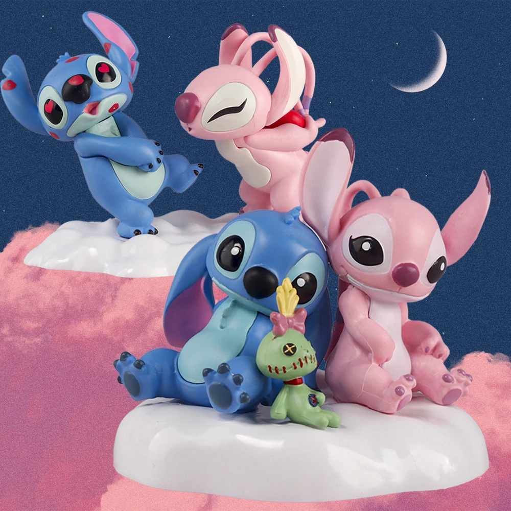 Stitch Lovers Modello Doll Angel Kissing Stitch Statue Desktop Display Figurine Ornamenti Regali per la fidanzata di San Valentino