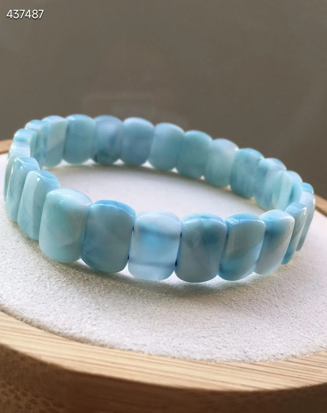 Natural Blue Larimar Rectangle Beads Stretch Bracelet Women Men Gemstone 12x8mm Water Pattern Round Bead Natural Larimar AAAAA