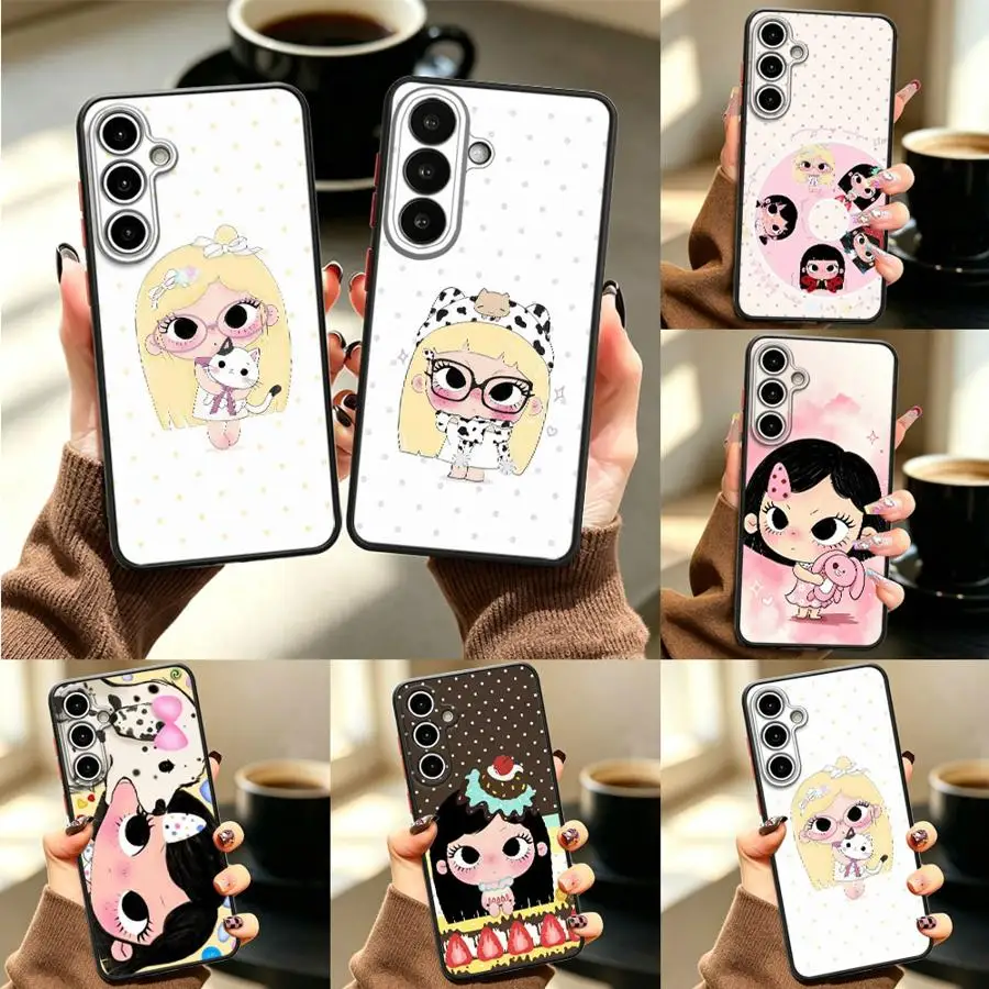 Case for Samsung Galaxy A57 A56 A54 A17 A52 A72 A53 A34 A36 A14 A23 A35 A16 A15 A33 A37 Phone Cover Blonde Cat Girl