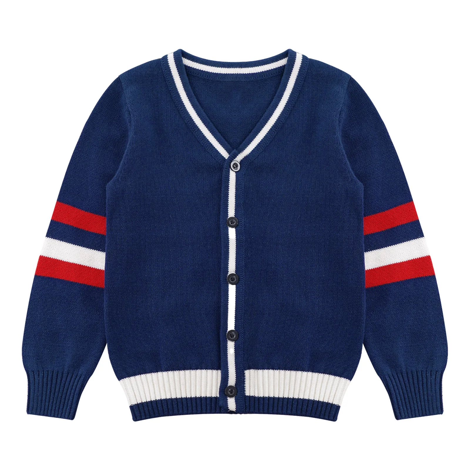 Kids Girls Student School Uniform Outerwear Casual Knitting Sweater Long Sleeve Preppy Style Cardigan Coat Schoolgirl Costume