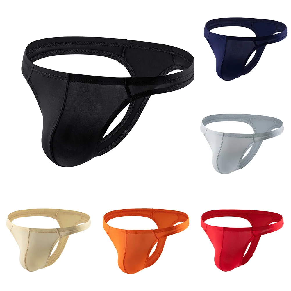 

Men Sexy Sheer Briefs Thongs Ice Silk G Strings Thongs Underwear T-pants Pouch Low Waist Lingerie Underpants