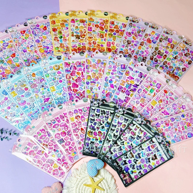 

4 шт. смешанный мультфильм Kuromi My Melody Cinnamoroll Hello Kitty 3d стерео кристалл наклейка материал справочника Diy дневник канцелярские принадлежности