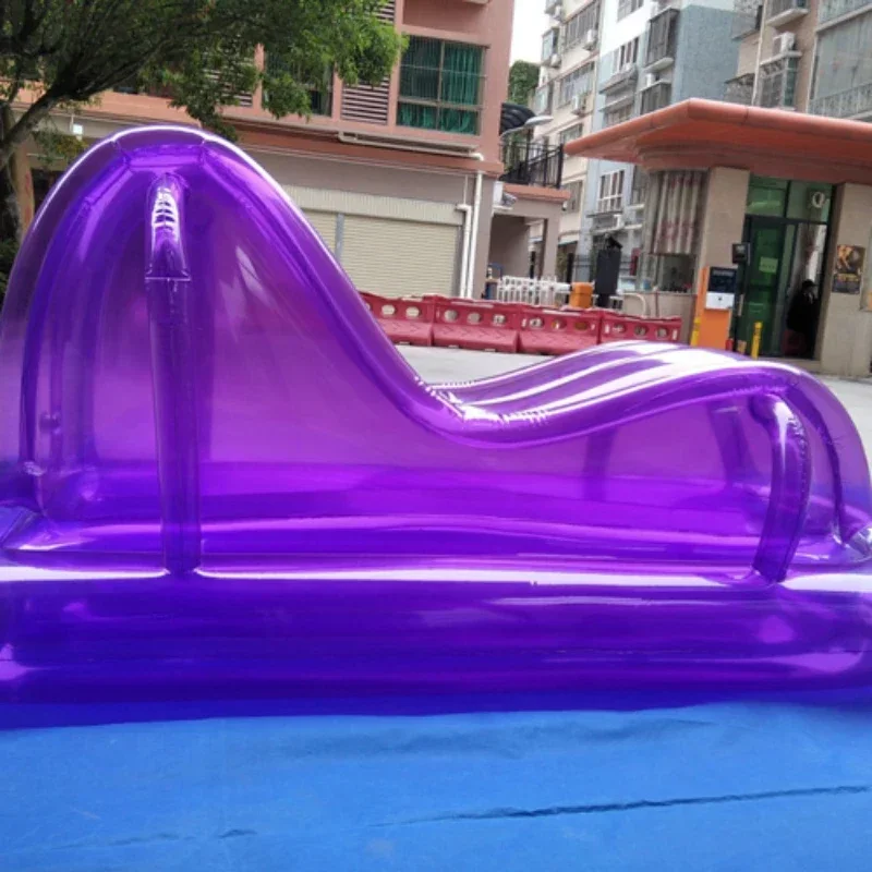 Transparent purple inflatable lounge chair sofa