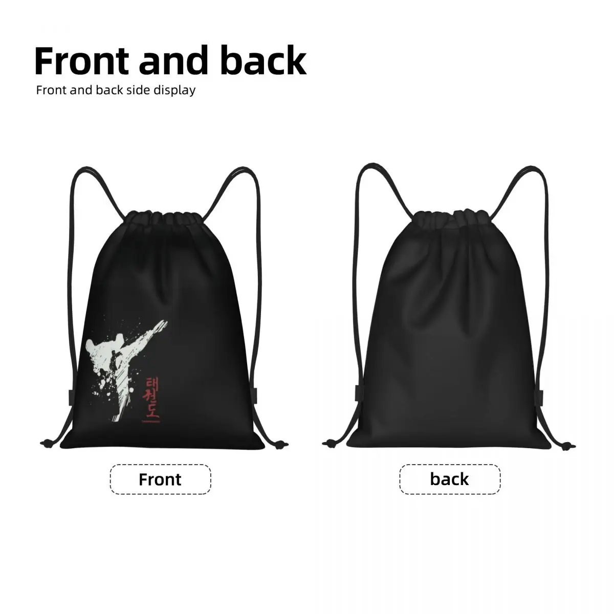 Taekwondo Kick Drawstring Backpack Women Men Sport Gym Sackpack Portable Fighter Martial Arts Training Bag Sack