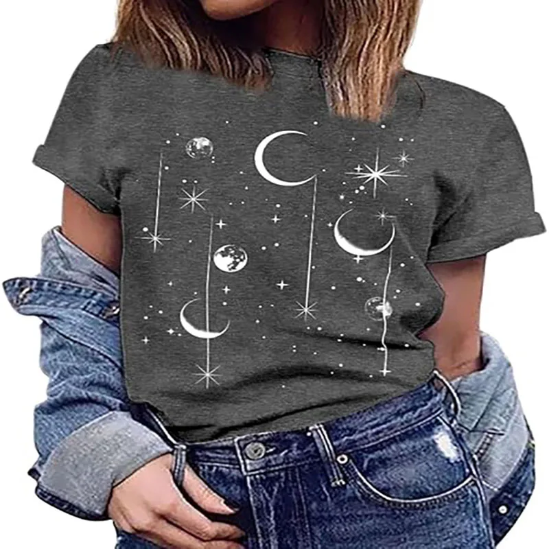 

Женские футболки с круглым вырезом и графикой, повседневные свободные летние топы с короткими рукавами, модный тренд 2025, женская уличная одежда