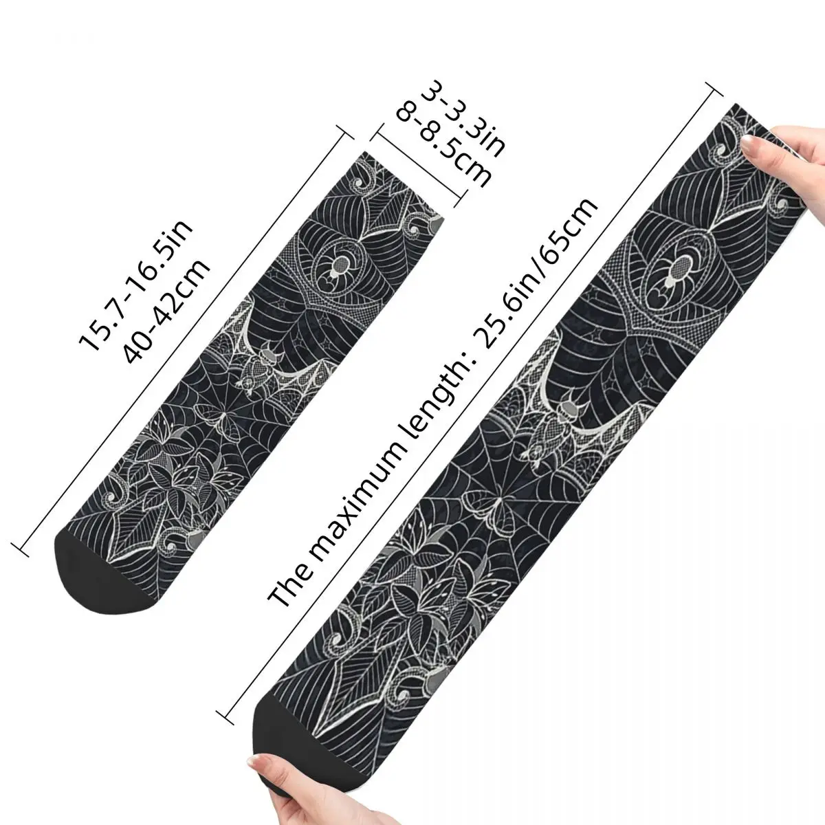 Funny Happy Sock for Men Gothic Vintage Spider Web Quality Pattern Printed Crew Sock Novelty Gift