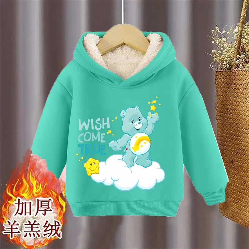 الرعاية الدببة الأطفال البلوز الكرتون أنيمي لامب كنزة صوفية من الصوف هوديس الخريف الشتاء Kawaii الدافئة سميكة ملابس رياضية القمم الهدايا