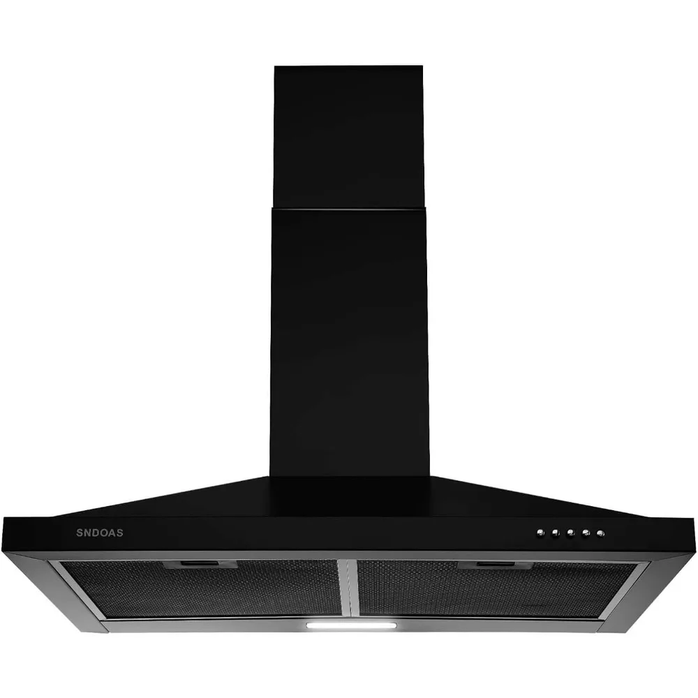 Black Range Hood 30 inch,Wall Mount Range Hood 30 inch with Ducted/Ductless Convertible,Vent Hoods in Black