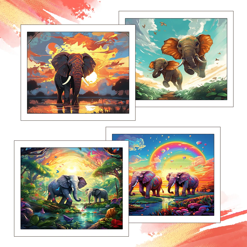 

RUOPOTY Painting By Number Adults New elephant Animals 40X50cm Drawing Decorative Paintings Color Markers Wall Art Picture Kits