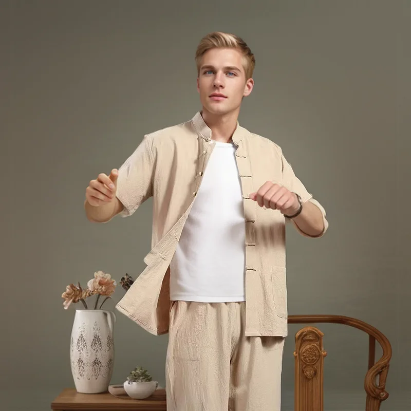 AqWushu-Uniformes de Kung Fu pour hommes, chapelle Tai traditionnelle chinoise, olympiques de danse pour adultes, téléphones, pur coton, manches
