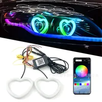 Ojos de Ángel para coche, anillos de Halo de algodón RGB con forma de cara de oso, faro Led DRL de 12V, Ojo de Ángel en forma de corazón con luz de giro ámbar