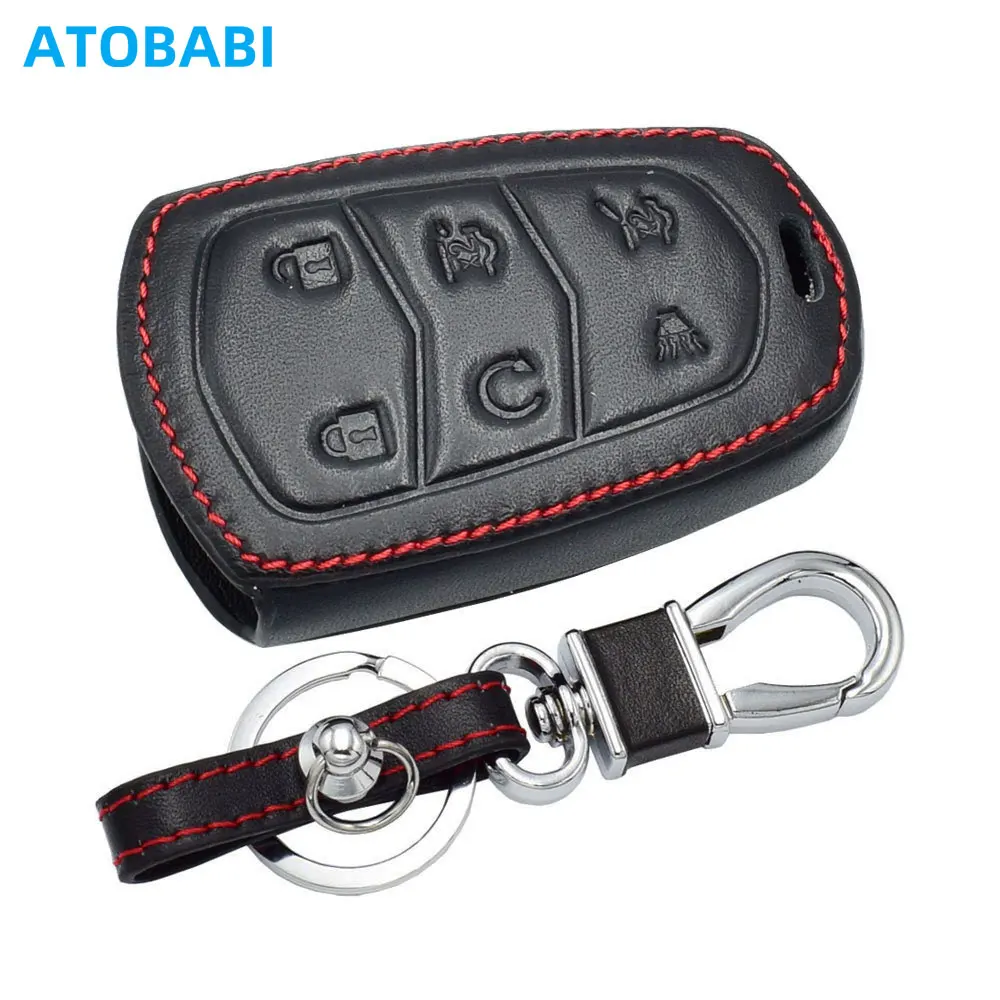 

Leather Car Key Cover Bag For Cadillac Escalade 2019 2020 2021 XT5 XT4 XT6 XTS ATS CTS SRX CT6 Smart Remote Fobs Protector Case