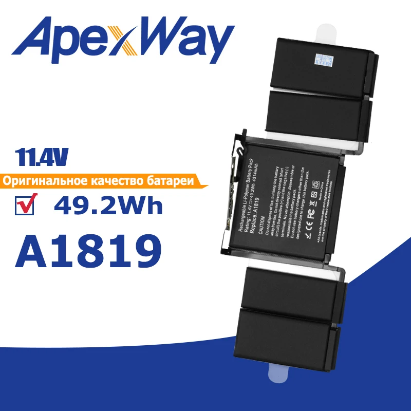 

Apexway A1819 Battery for Apple MacBook Pro 13'' Touch Bar A1706 Late 2016 Mid 2017 EMC 3071 EMC 3163 MLH12LL/A MPXV2LL/A