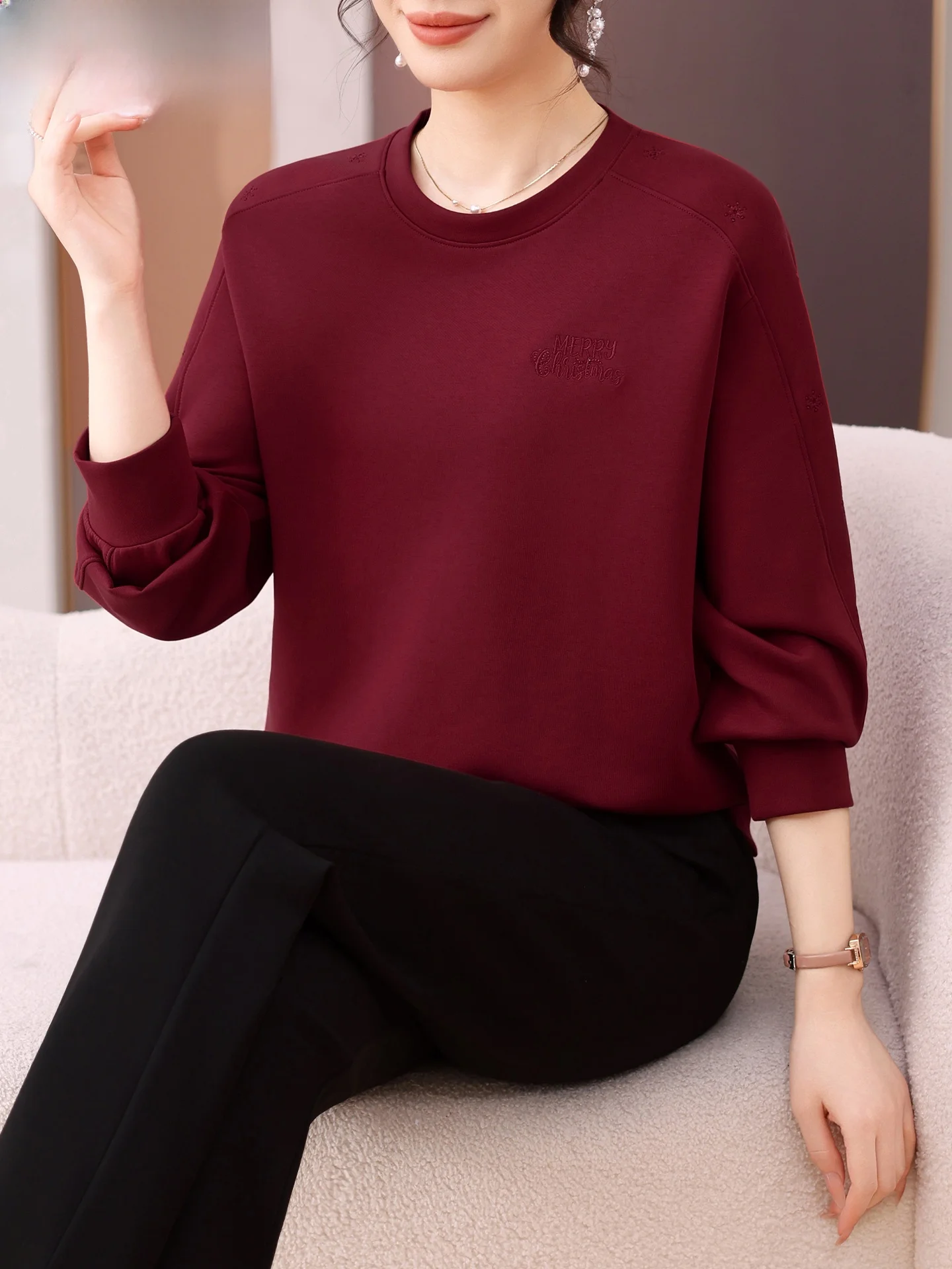 

Spor Women's Faionable Sweater And Pants Set for Middle-Aged And ly Spring Autumn New Arrival Age-Defng Mommy Wear