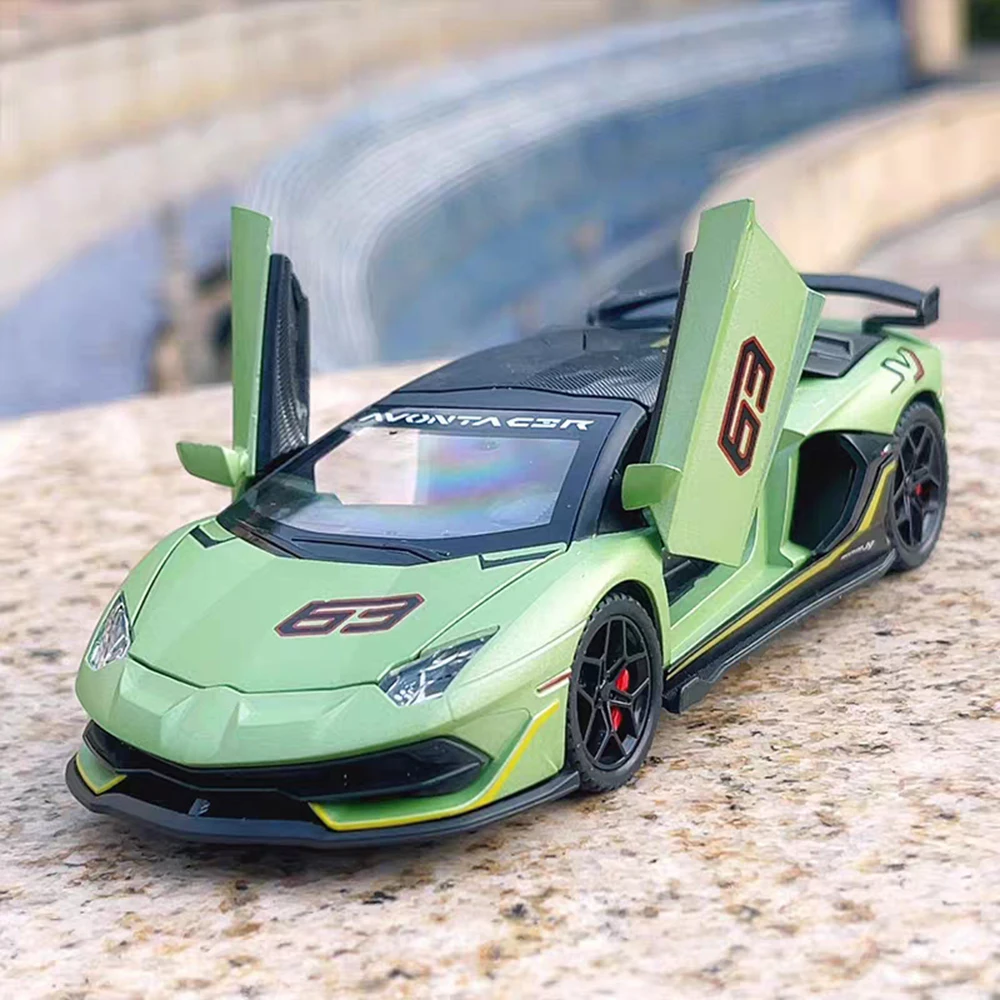 1:32 Alloy Lambor SVJ63 Models Toys Diecast Cars Wheel Pull Back Miniature Sports Car with Light Music Vehicles Model Ornament